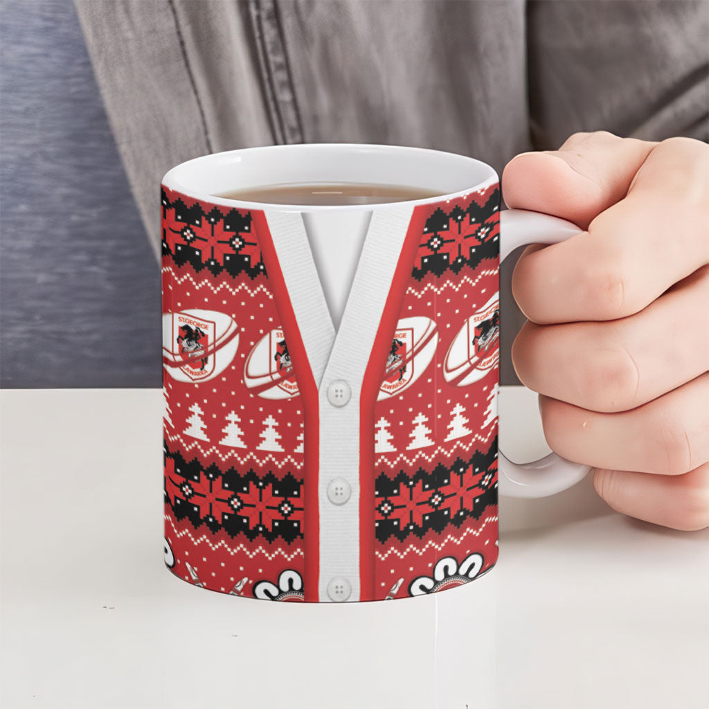 Dragons Rugby Christmas Ceramic Mug Aboriginal Seamless Cardigan Inspired