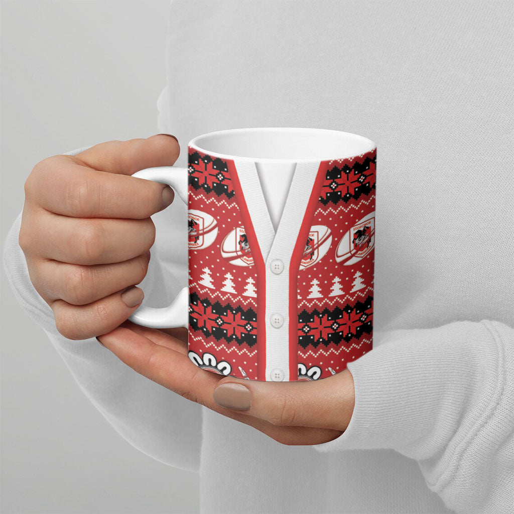 Dragons Rugby Christmas Ceramic Mug Aboriginal Seamless Cardigan Inspired
