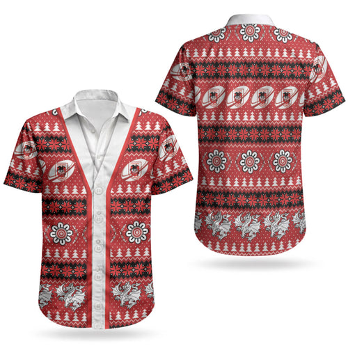 Dragons Rugby Christmas Couples Matching Long Sleeve Bodycon Dress and Hawaiian Shirt Aboriginal Seamless Cardigan Inspired