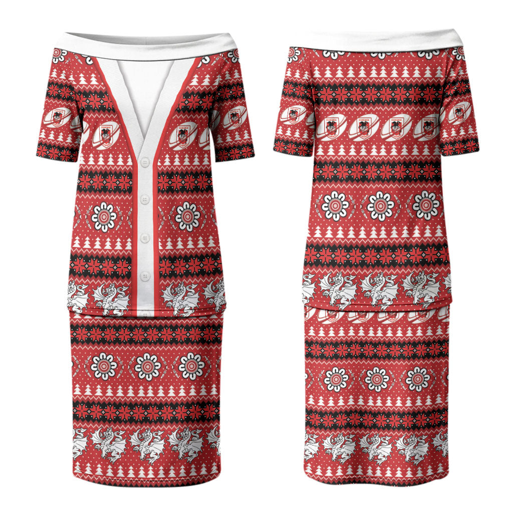 Dragons Rugby Christmas Couples Matching Puletasi and Hawaiian Shirt Aboriginal Seamless Cardigan Inspired