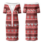 Dragons Rugby Christmas Couples Matching Puletasi and Hawaiian Shirt Aboriginal Seamless Cardigan Inspired