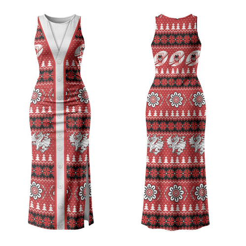 Dragons Rugby Christmas Couples Matching Tank Maxi Dress and Long Sleeve Button Shirt Aboriginal Seamless Cardigan Inspired