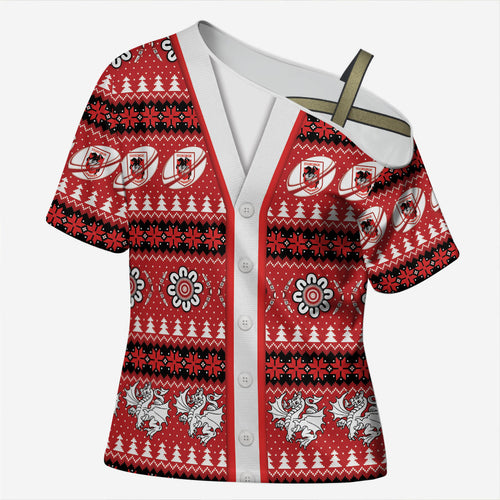 Dragons Rugby Christmas Cross Shoulder Shirt Aboriginal Seamless Cardigan Inspired