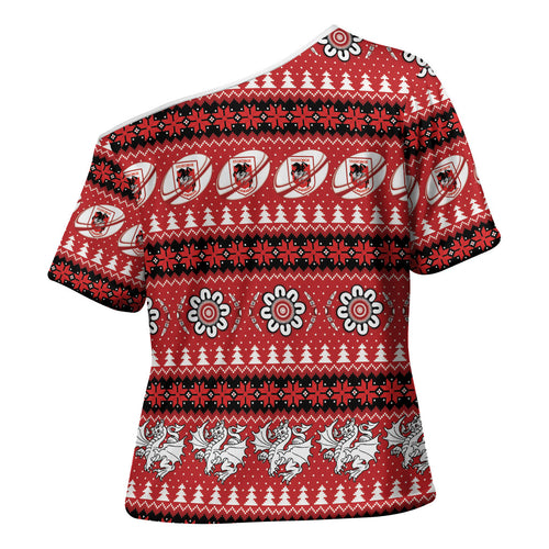 Dragons Rugby Christmas Cross Shoulder Shirt Aboriginal Seamless Cardigan Inspired