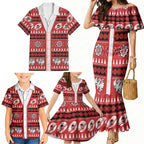 Dragons Rugby Christmas Family Matching Mermaid Dress and Hawaiian Shirt Aboriginal Seamless Cardigan Inspired