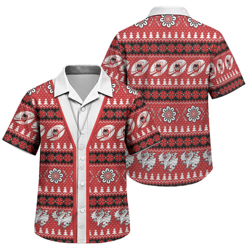 Dragons Rugby Christmas Family Matching Off The Shoulder Long Sleeve Dress and Hawaiian Shirt Aboriginal Seamless Cardigan Inspired