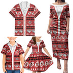 Dragons Rugby Christmas Family Matching Puletasi and Hawaiian Shirt Aboriginal Seamless Cardigan Inspired