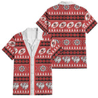 Dragons Rugby Christmas Family Matching Short Sleeve Bodycon Dress and Hawaiian Shirt Aboriginal Seamless Cardigan Inspired