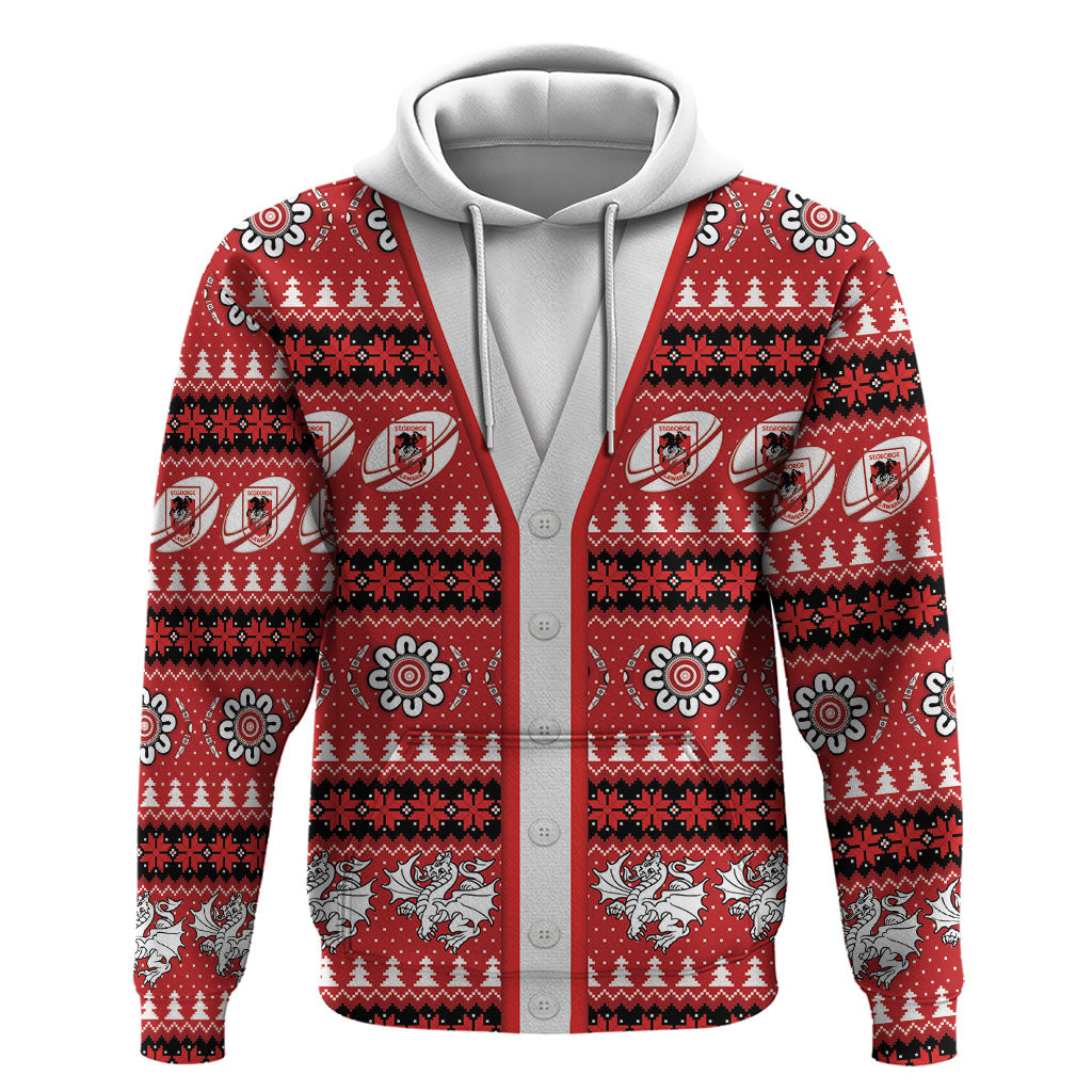 Dragons Rugby Christmas Hoodie Aboriginal Seamless Cardigan Inspired