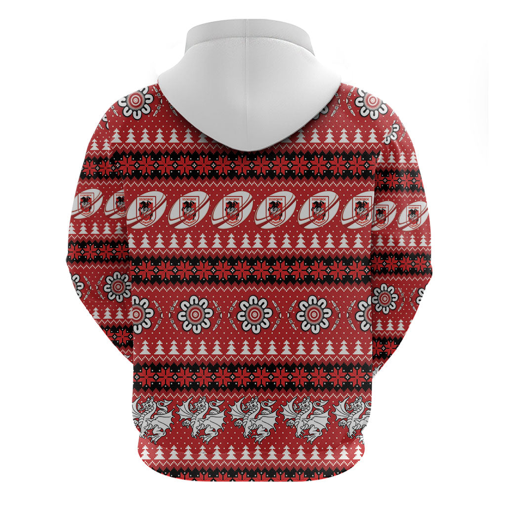 Dragons Rugby Christmas Hoodie Aboriginal Seamless Cardigan Inspired