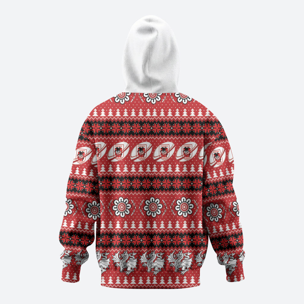 Dragons Rugby Christmas Hoodie Aboriginal Seamless Cardigan Inspired