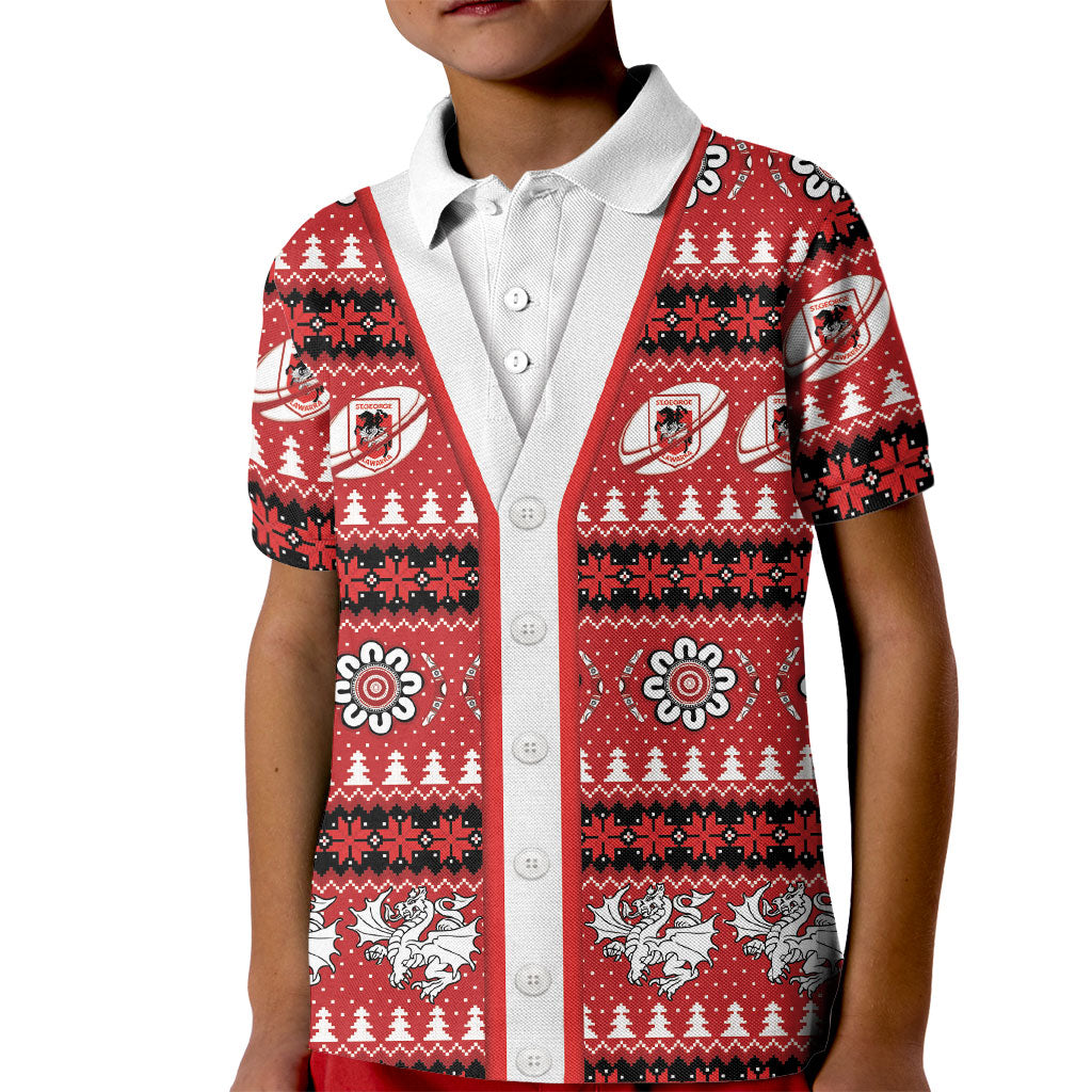 Dragons Rugby Christmas Kid Polo Shirt Aboriginal Seamless Cardigan Inspired