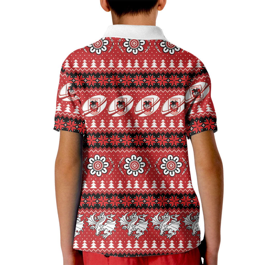 Dragons Rugby Christmas Kid Polo Shirt Aboriginal Seamless Cardigan Inspired