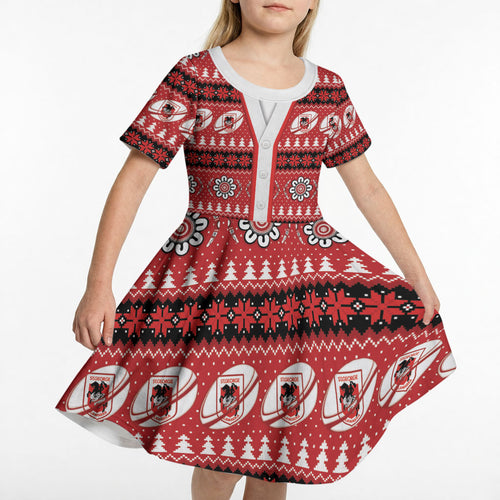 Dragons Rugby Christmas Kid Short Sleeve Dress Aboriginal Seamless Cardigan Inspired