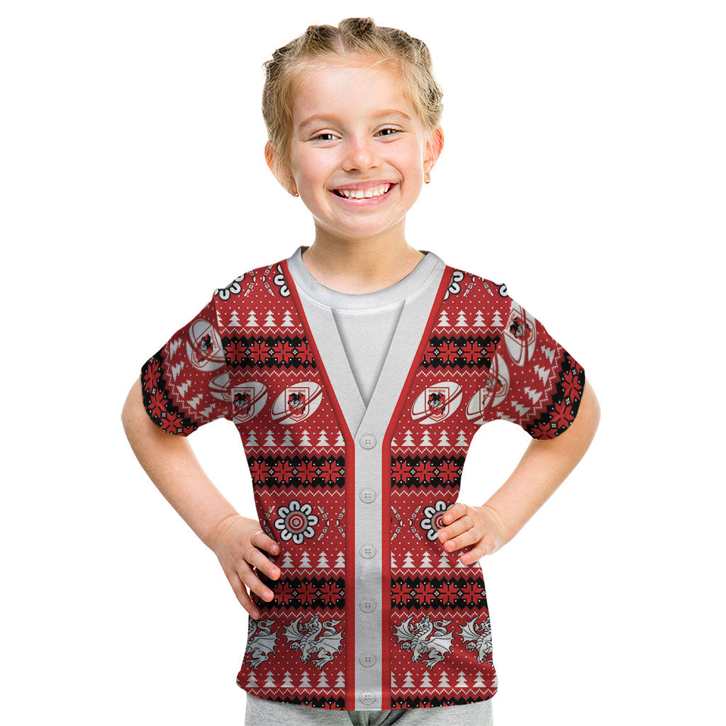 Dragons Rugby Christmas Kid T Shirt Aboriginal Seamless Cardigan Inspired