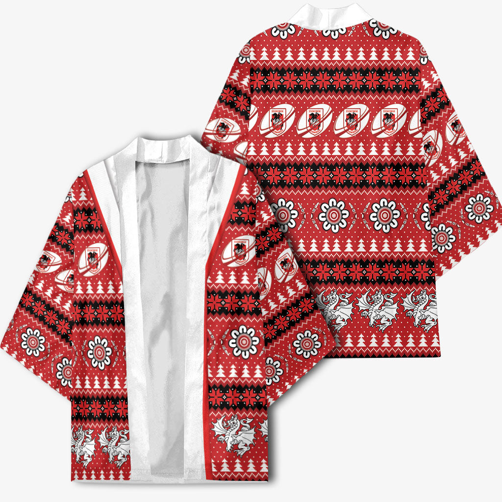 Dragons Rugby Christmas Kimono Aboriginal Seamless Cardigan Inspired