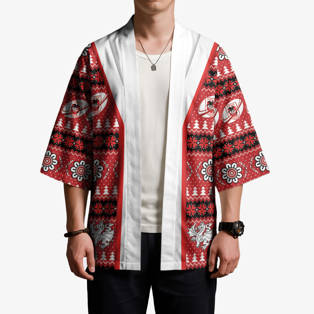Dragons Rugby Christmas Kimono Aboriginal Seamless Cardigan Inspired
