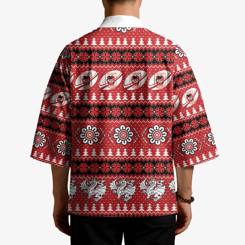 Dragons Rugby Christmas Kimono Aboriginal Seamless Cardigan Inspired