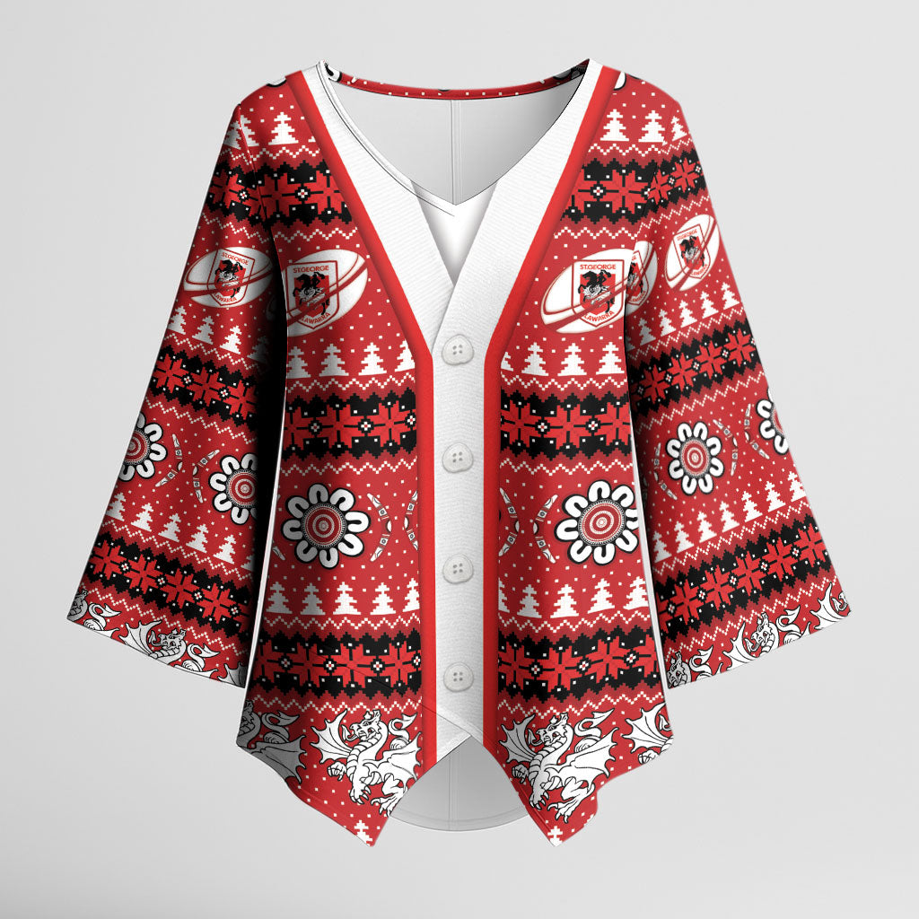 Dragons Rugby Christmas Kimono Sleeve Blouse Aboriginal Seamless Cardigan Inspired