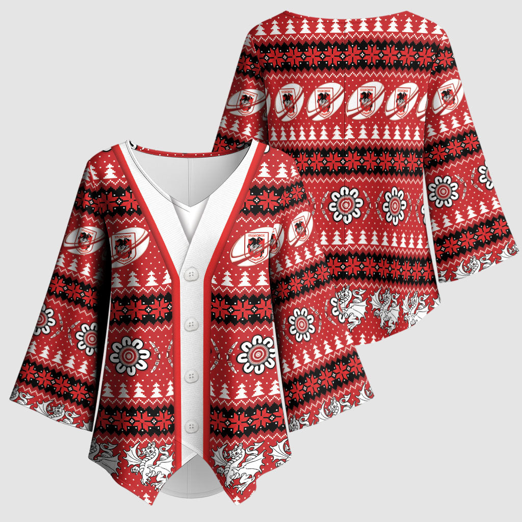 Dragons Rugby Christmas Kimono Sleeve Blouse Aboriginal Seamless Cardigan Inspired