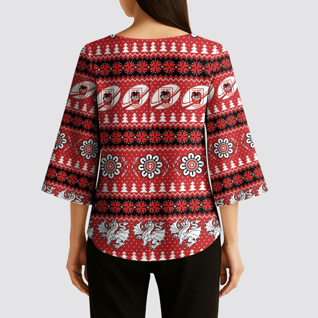 Dragons Rugby Christmas Kimono Sleeve Blouse Aboriginal Seamless Cardigan Inspired