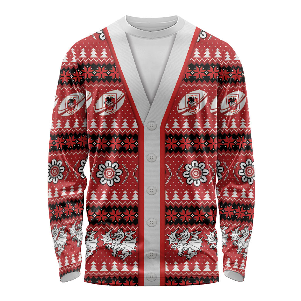 Dragons Rugby Christmas Long Sleeve Shirt Aboriginal Seamless Cardigan Inspired