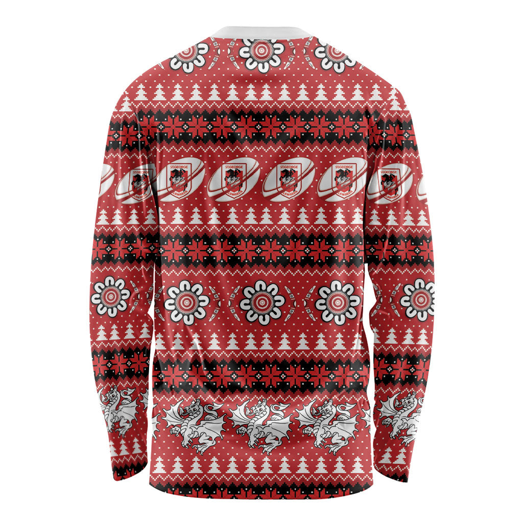 Dragons Rugby Christmas Long Sleeve Shirt Aboriginal Seamless Cardigan Inspired