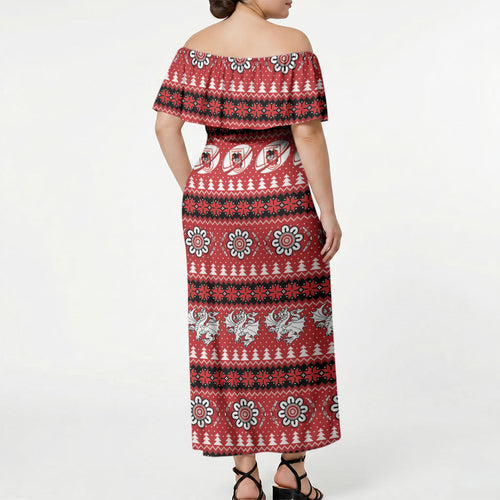 Dragons Rugby Christmas Off Shoulder Maxi Dress Aboriginal Seamless Cardigan Inspired