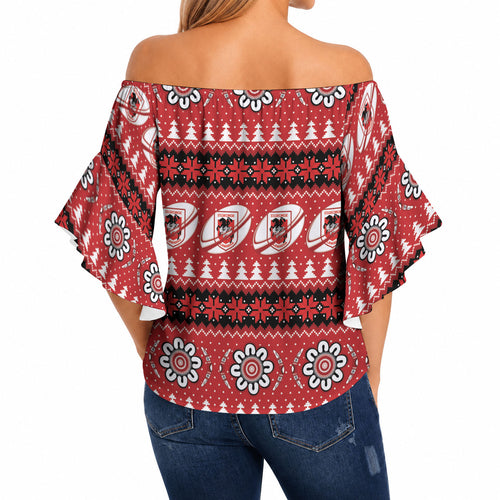 Dragons Rugby Christmas Off Shoulder Wrap Waist Top Aboriginal Seamless Cardigan Inspired