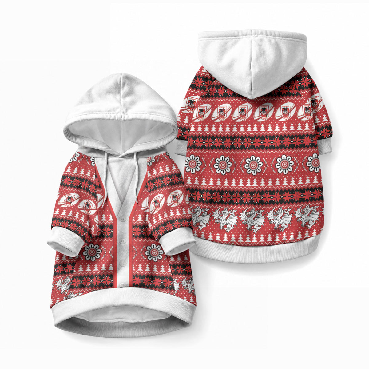 Dragons Rugby Christmas Pet Hoodie Aboriginal Seamless Cardigan Inspired