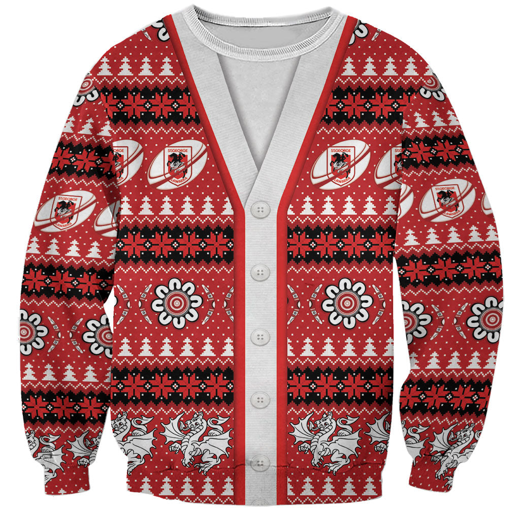 Dragons Rugby Christmas Sweatshirt Aboriginal Seamless Cardigan Inspired
