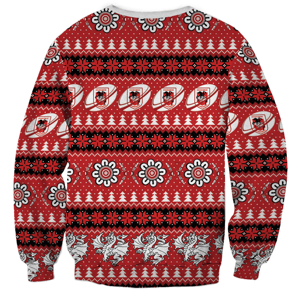 Dragons Rugby Christmas Sweatshirt Aboriginal Seamless Cardigan Inspired