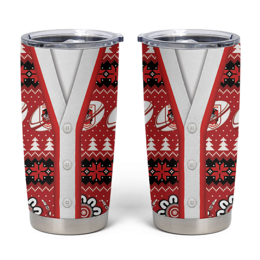 Dragons Rugby Christmas Tumbler Cup Aboriginal Seamless Cardigan Inspired