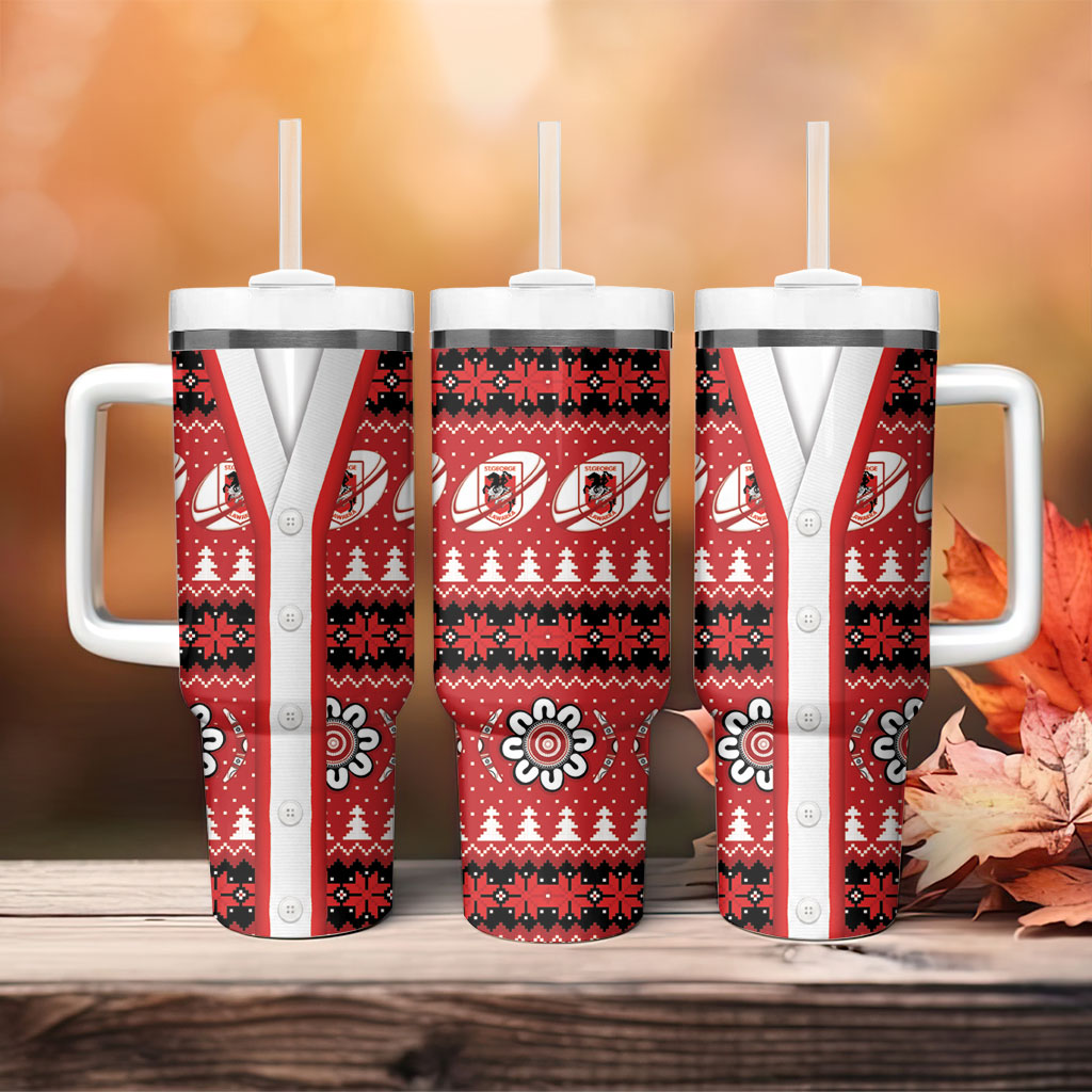 Dragons Rugby Christmas Tumbler With Handle Aboriginal Seamless Cardigan Inspired