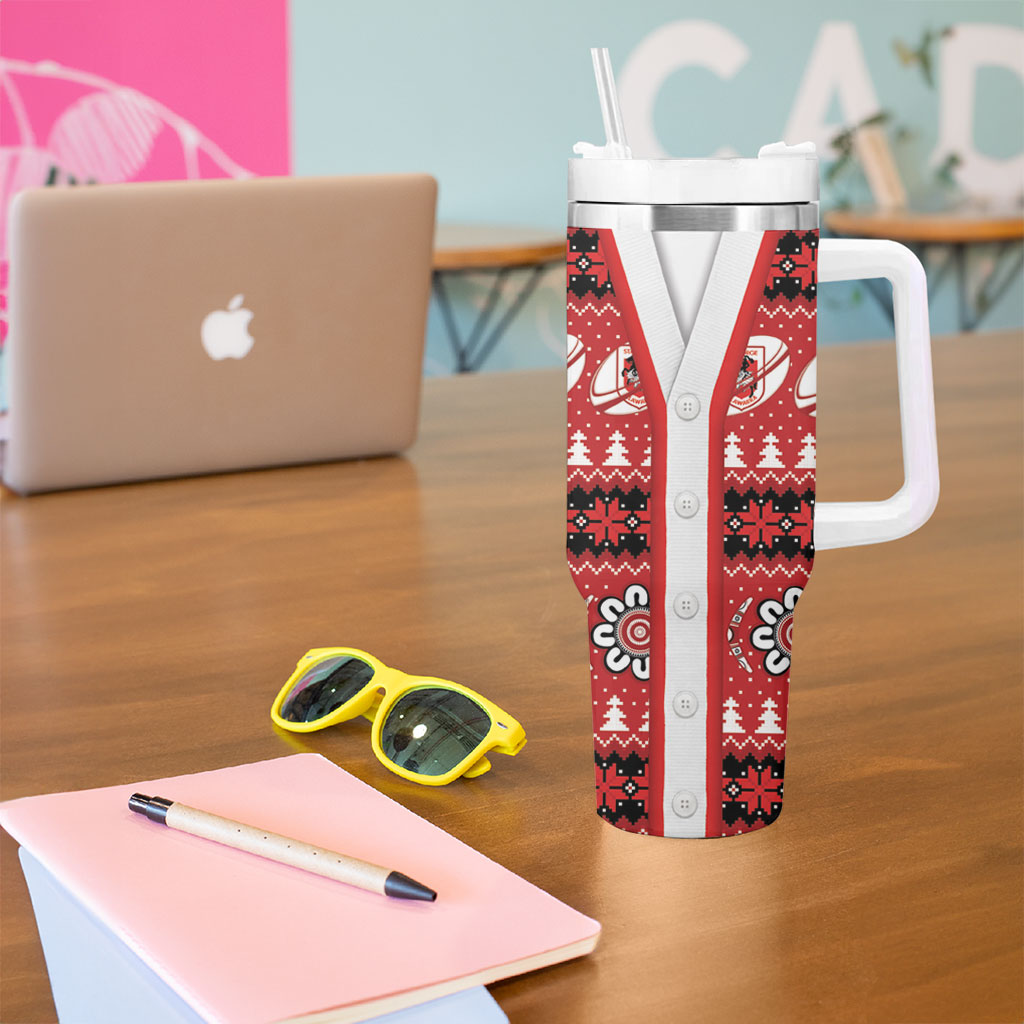 Dragons Rugby Christmas Tumbler With Handle Aboriginal Seamless Cardigan Inspired