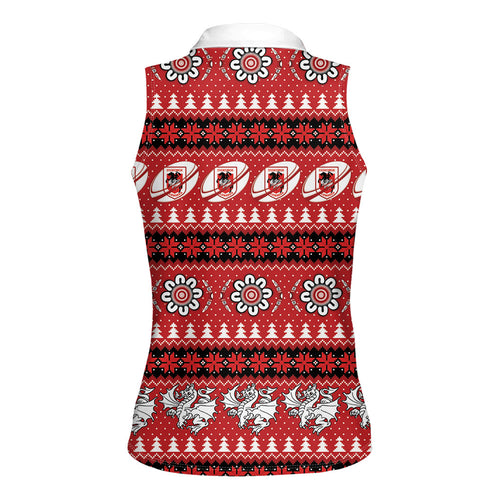 Dragons Rugby Christmas Women Sleeveless Polo Shirt Aboriginal Seamless Cardigan Inspired