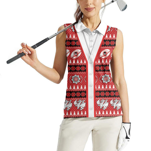 Dragons Rugby Christmas Women Sleeveless Polo Shirt Aboriginal Seamless Cardigan Inspired