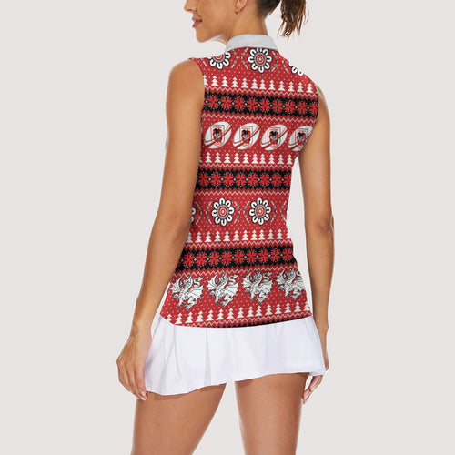 Dragons Rugby Christmas Women Sleeveless Polo Shirt Aboriginal Seamless Cardigan Inspired
