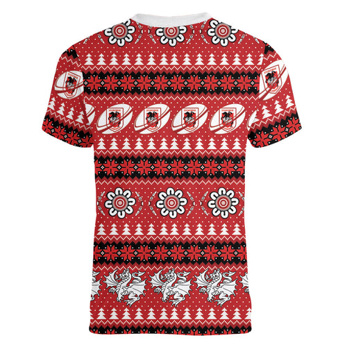 Dragons Rugby Christmas Women V-Neck T-Shirt Aboriginal Seamless Cardigan Inspired