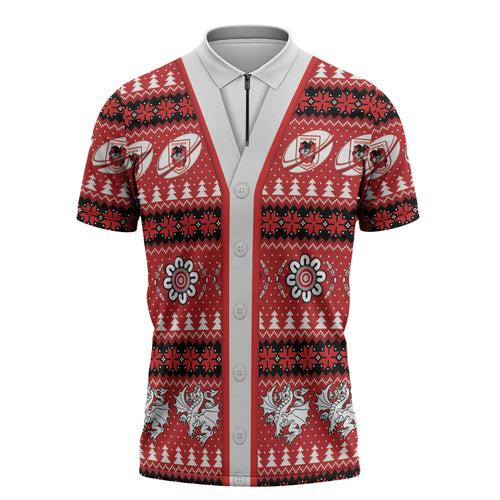 Dragons Rugby Christmas Zipper Polo Shirt Aboriginal Seamless Cardigan Inspired