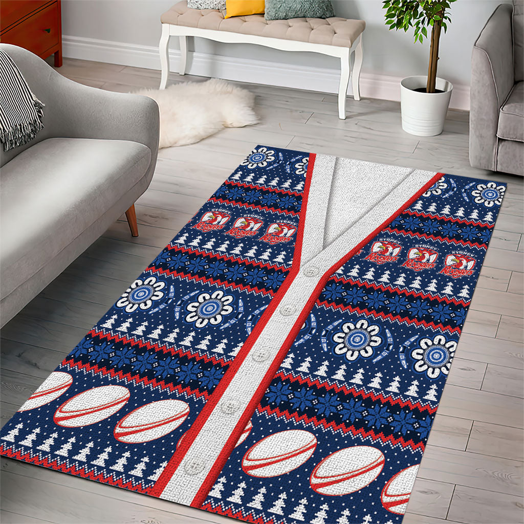 Roosters Rugby Christmas Area Rug Aboriginal Seamless Cardigan Inspired
