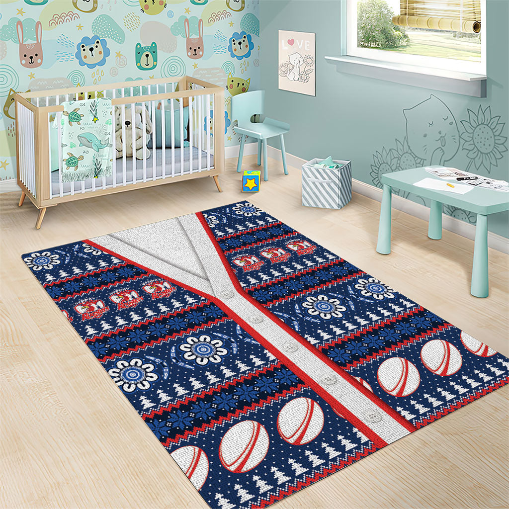 Roosters Rugby Christmas Area Rug Aboriginal Seamless Cardigan Inspired