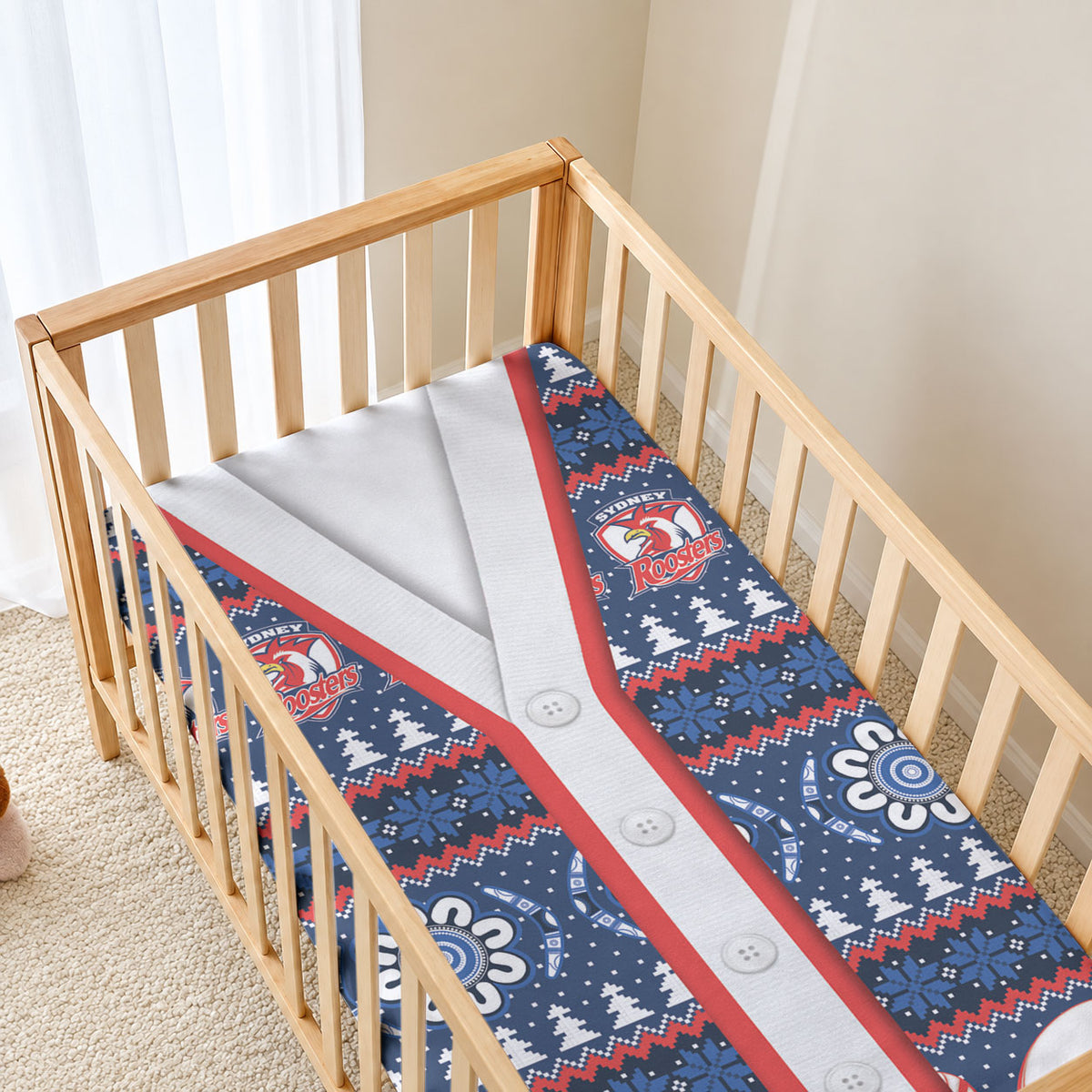Roosters Rugby Christmas Baby Bed Cover Aboriginal Seamless Cardigan Inspired
