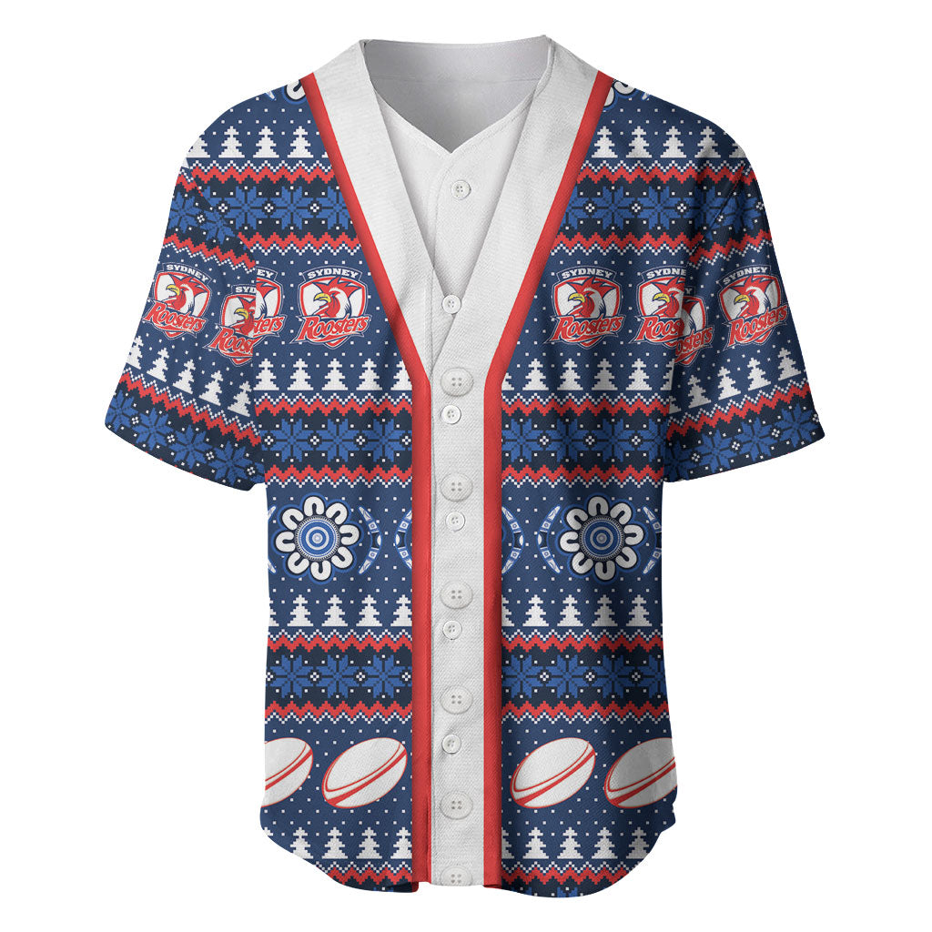 Roosters Rugby Christmas Baseball Jersey Aboriginal Seamless Cardigan Inspired
