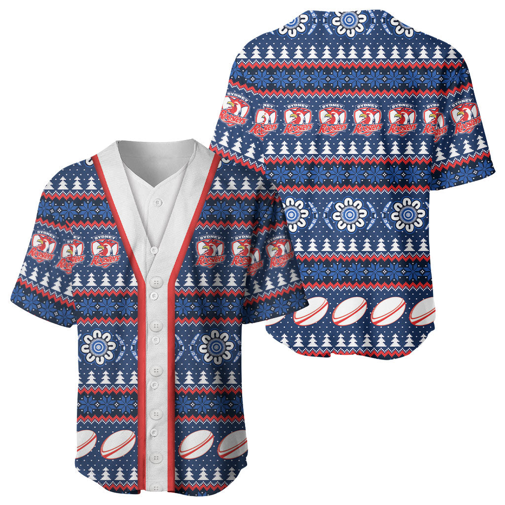 Roosters Rugby Christmas Baseball Jersey Aboriginal Seamless Cardigan Inspired