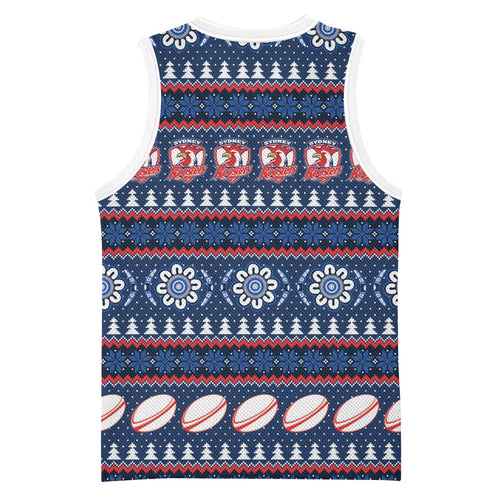 Roosters Rugby Christmas Basketball Jersey Aboriginal Seamless Cardigan Inspired