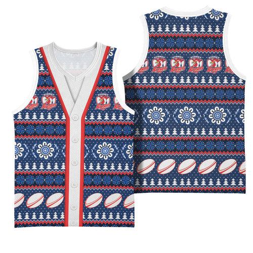 Roosters Rugby Christmas Basketball Jersey Aboriginal Seamless Cardigan Inspired