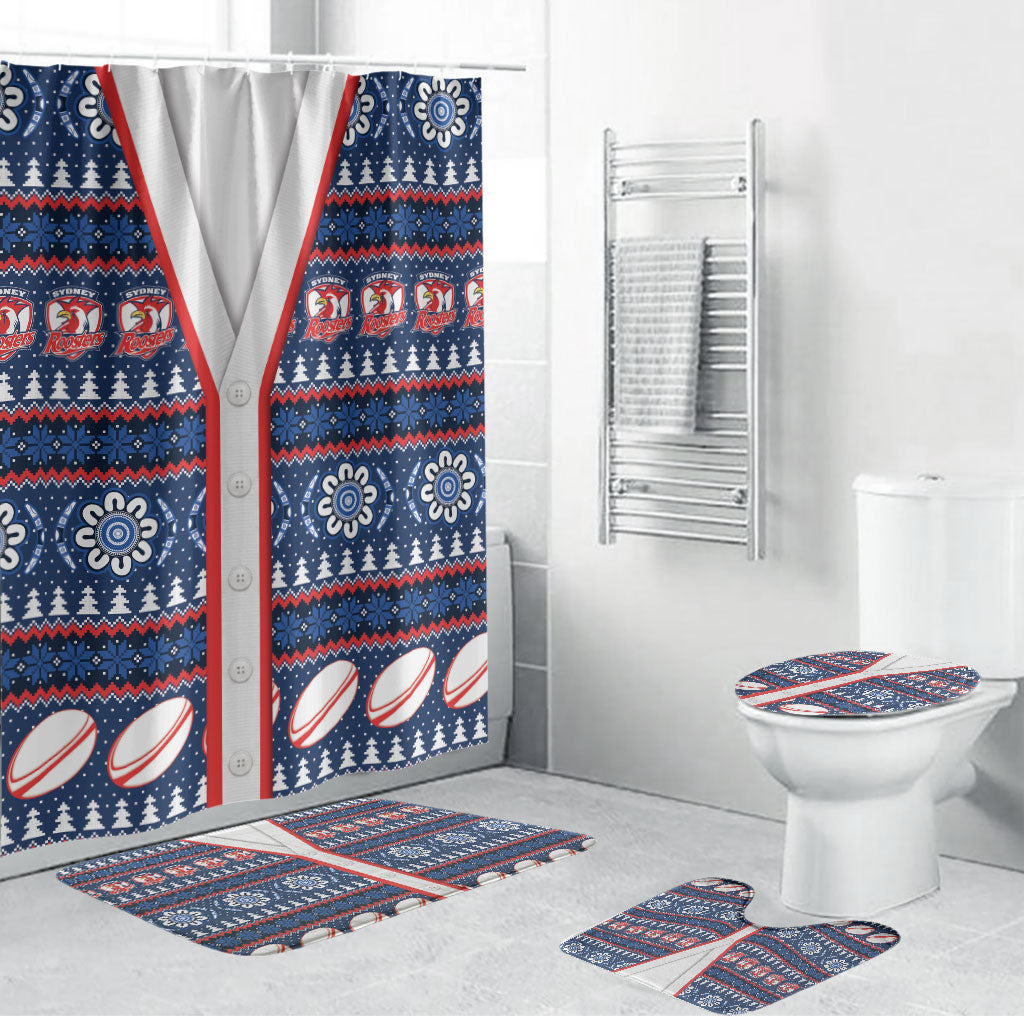 Roosters Rugby Christmas Bathroom Set Aboriginal Seamless Cardigan Inspired