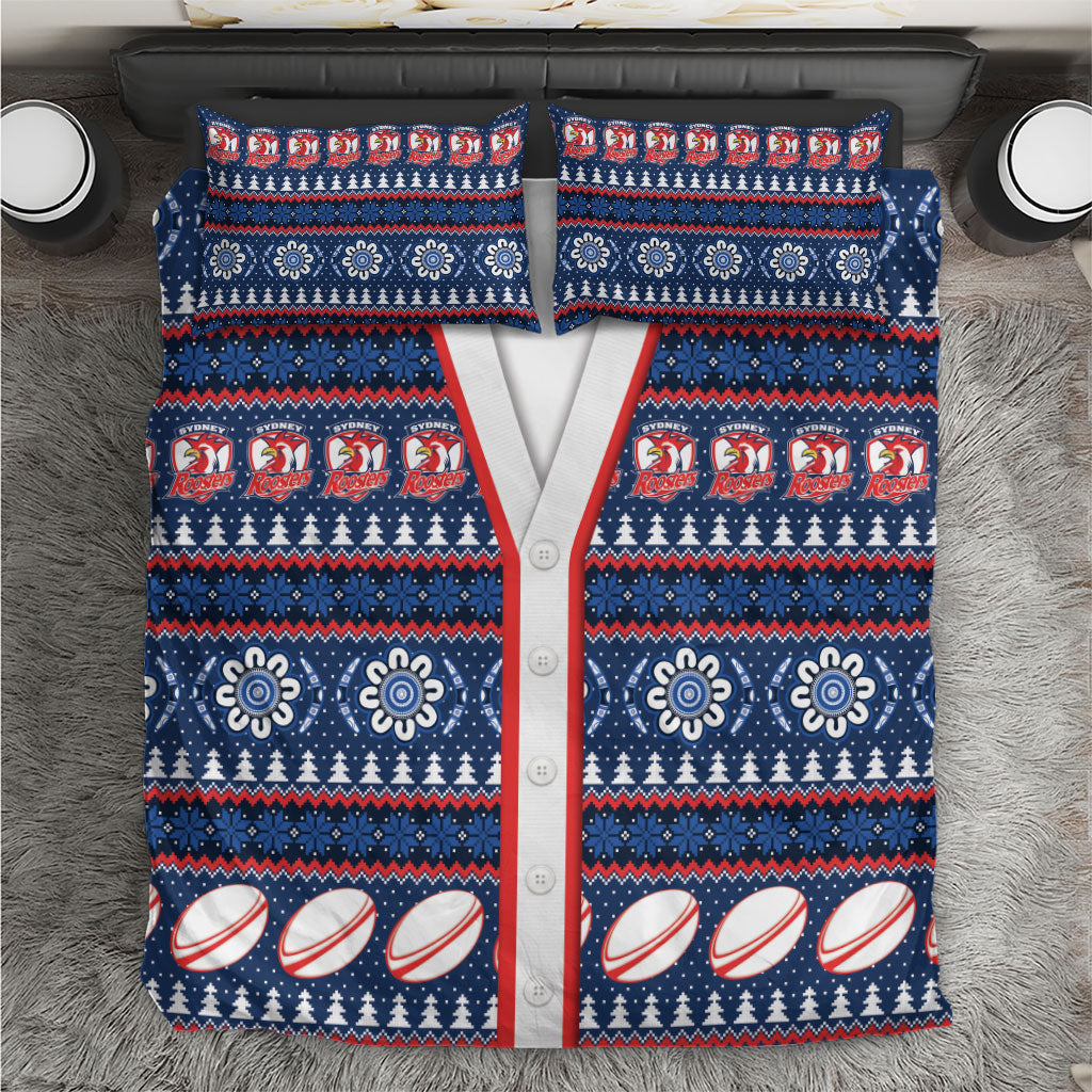 Roosters Rugby Christmas Bedding Set Aboriginal Seamless Cardigan Inspired