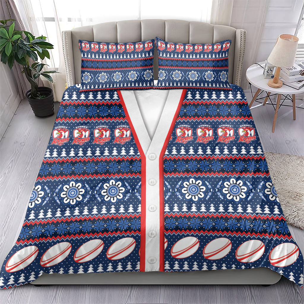 Roosters Rugby Christmas Bedding Set Aboriginal Seamless Cardigan Inspired
